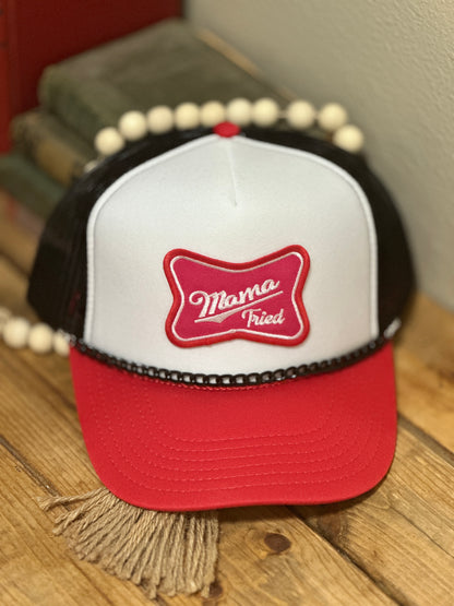 Red, Black, & White "Mama Tried" Trucker Hat