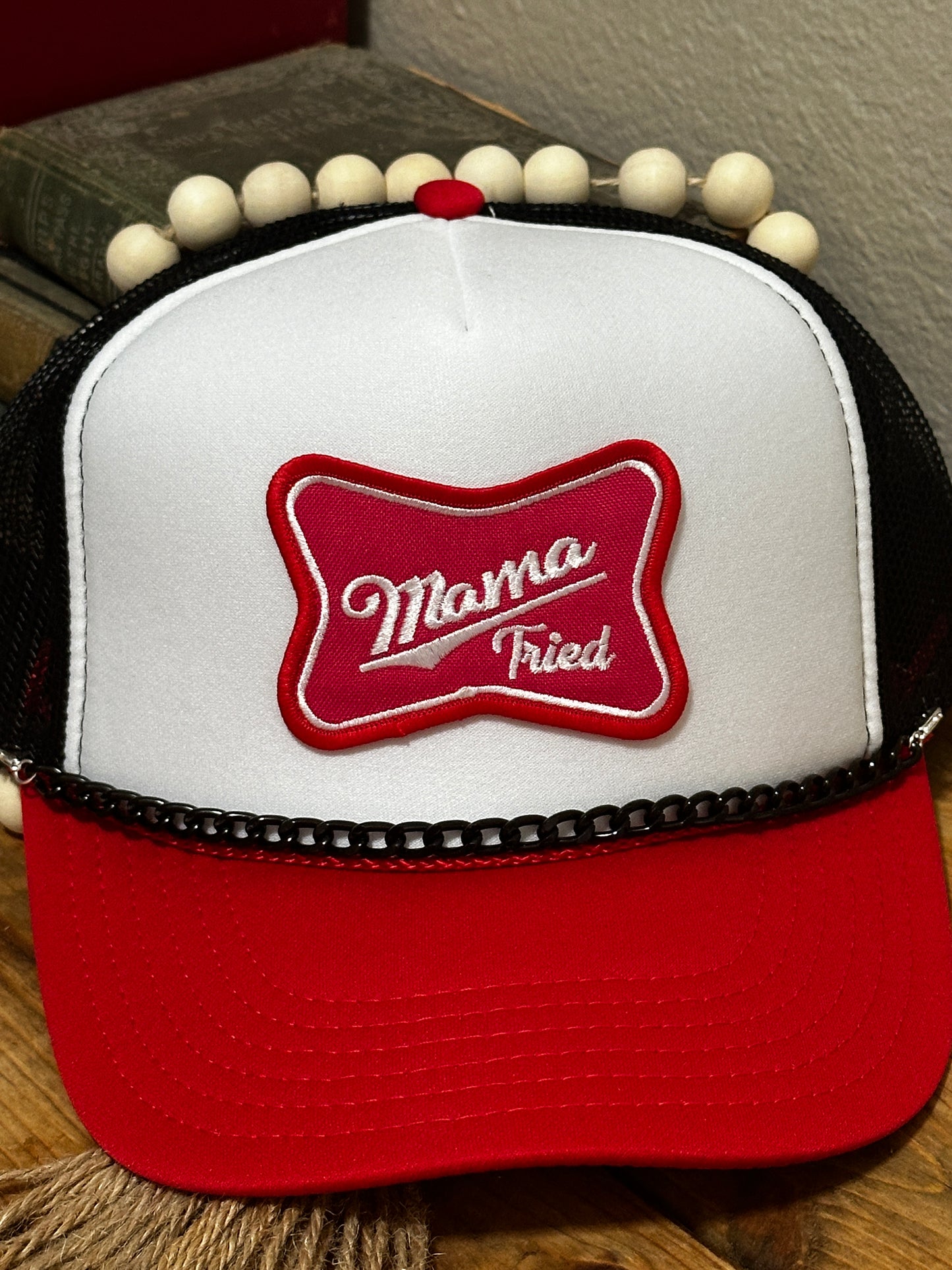 Red, Black, & White "Mama Tried" Trucker Hat