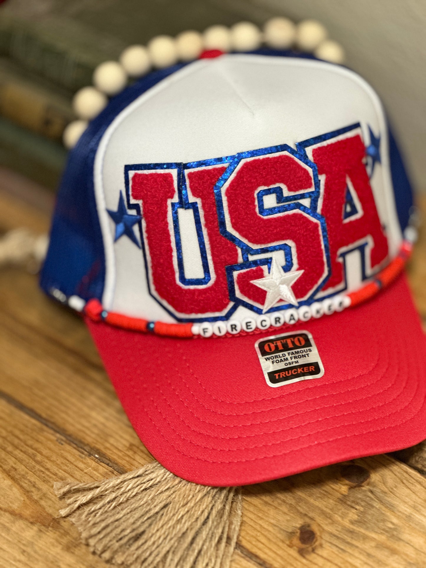 Starred "USA" Red, White, and Blue Trucker Hat