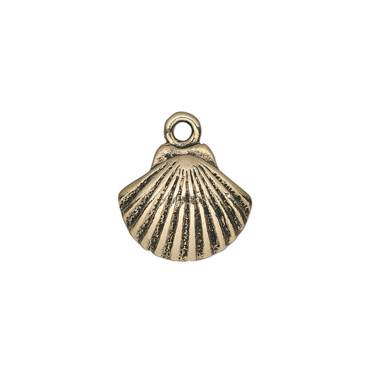 Charm, antique gold-finished "pewter" (zinc-based alloy), 15x14mm single-sided shell.