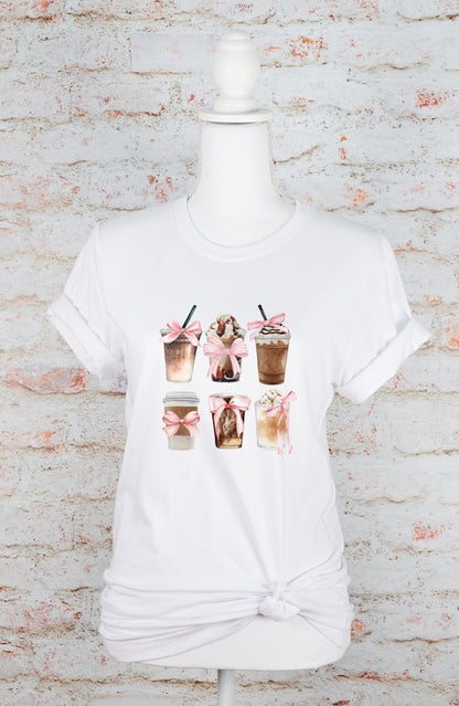 6 Coffee Coquette Ribbon Graphic Tee