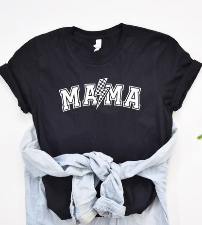 Lightening Bolt Checkered Mama Graphic Tee