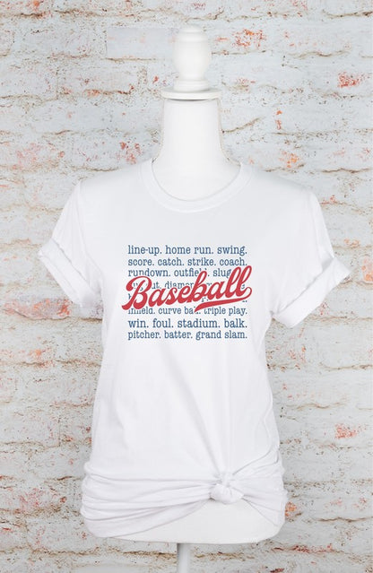 Baseball Words Graphic Tee