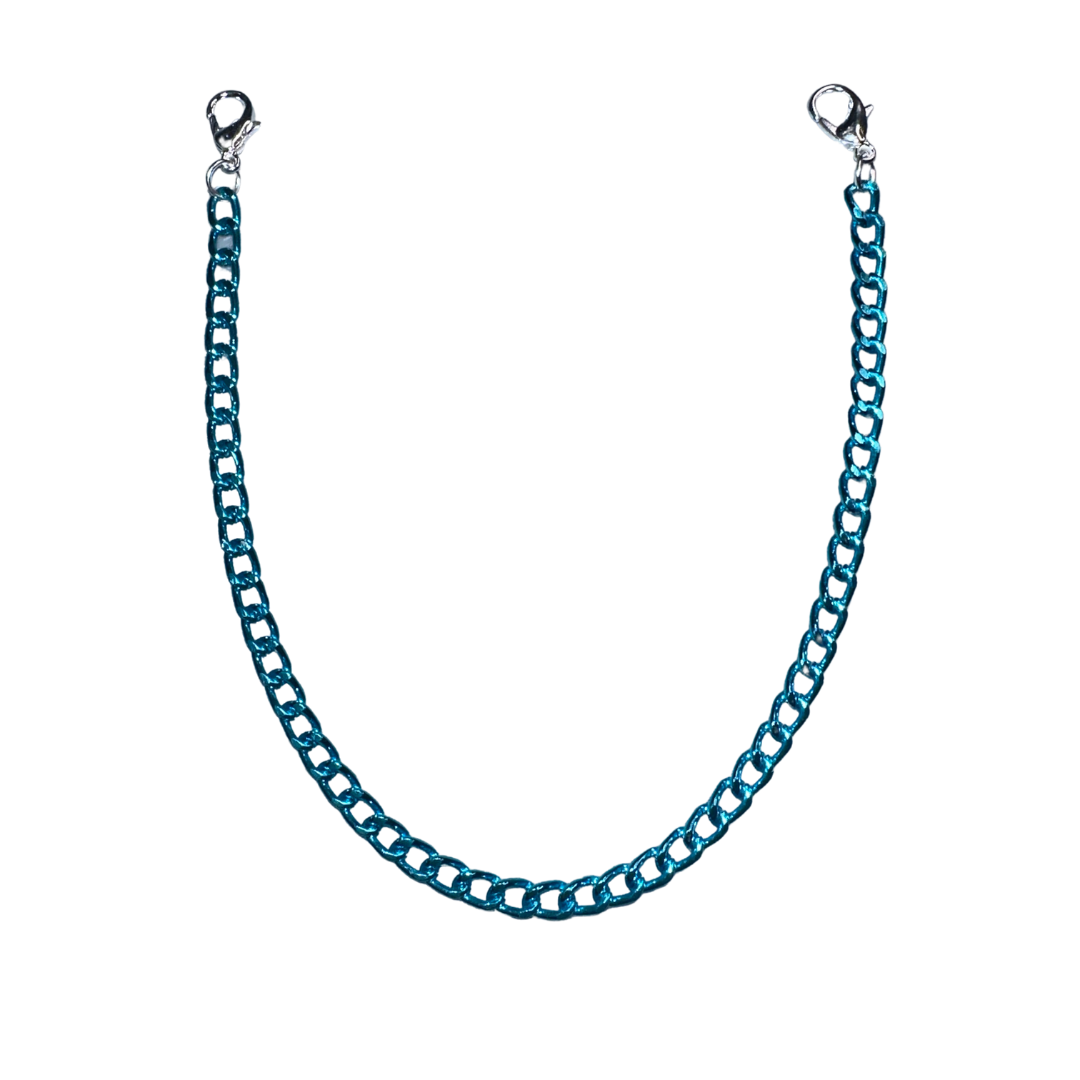 4mm Bright Blue Aluminum Curb-Style Hat Chain by Modern Grace Company