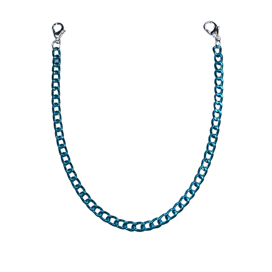 4mm Bright Blue Aluminum Curb-Style Hat Chain by Modern Grace Company