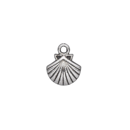 Charm, antique silver-plated "pewter" (zinc-based alloy), 11x11mm single-sided shell