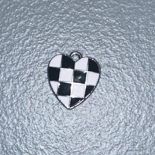 Black/White Checkered Heart